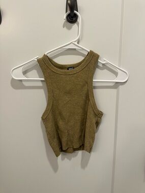 BDG Olive Ribbed Cropped Tank